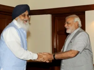 The Chief Minister of Punjab, Shri Parkash Singh Badal calling on the Prime Minister, Shri Narendra Modi, in New Delhi on June 13, 2014.