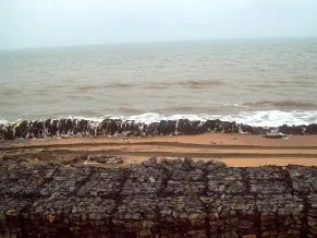 Geo-tube sea wall project at Pentha