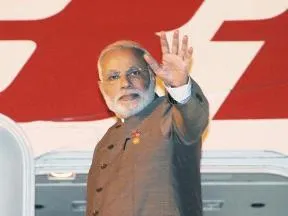 Prime Minister Narendra Modi leaves Fortaleza, emplanes for Brasilia to participate in the Sixth BRICS Summit on July 15, 2014. Sixth BRICS Summit is being held in Brazil.