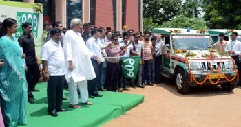 Chief Minister Naveen Patnaik launching the 'Dial 102' service for pregnant women and children in Bhubaneswar (Photo: Biswaranjan Mishra)