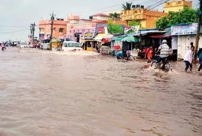 Scene in Puri after heavy rain on Monday