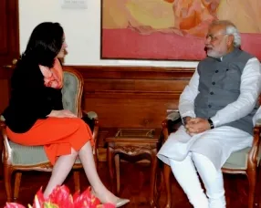 The COO Facebook, Ms. Sheryl Sandberg calling on the Prime Minister, Shri Narendra Modi, in New Delhi on July 03, 2014.