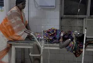 The woman critically injured in an LPG cylinder blast in the hospital (Pic: Biswaranjan Mishra) 