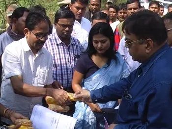 The central team assessing damage to maize crop in Gajapati district