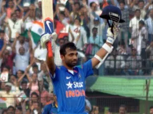 Ajinkya Rahane after scoring a century (pic- Biswaranjan Mishra )