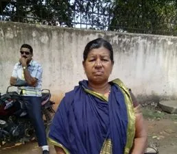 Azad's mother in front of the Jharpada jail in Bhubaneswar on Friday (Pic: Biswaranjan Mishra)