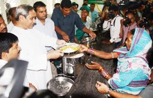 Chief Minister Naveen Patnaik at the launching of Aahar scheme in Bhubaneswar on April 1. Pic: Biswaranjan