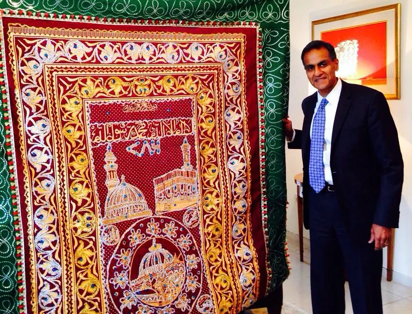 US Ambassador Richard Verma with the chadar from US President Barack Obama (Pic: IANS)