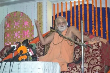 The Shanakaracharya addressing a press conference in Bhubaneswar on Saturday (OST Photo)