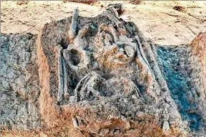 Skeletal remains of a man from Stone Age found at the site