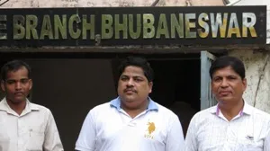 Deba Prasad Mishra. chartered accountant of Vista, at the Crime Branch office in Bhubaneswar after his arrest on Monday. OST Photo
