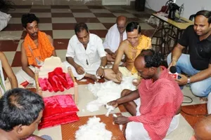 Mandi (pillow) and khatuli (bed) being prepared for the Brahma Parivartan of the deities on Monday night (OST Photo)