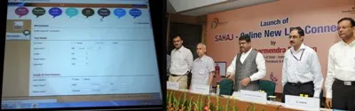 The Minister of State for Petroleum and Natural Gas (Independent Charge), Shri Dharmendra Pradhan launching the e-SV-Sahaj-Online release of LPG connections, in New Delhi on August 30, 2015. The Secretary, Ministry of Petroleum and Natural Gas, Shri K.D. Tripathi and other dignitaries are also seen.