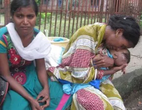 A mother grieving over her dead child at the Cuttack Sishu Bhavan on Monday