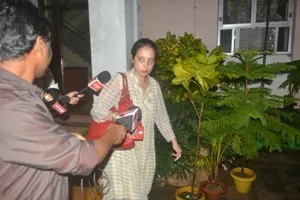 Indu Dewan coming out of the CBI office after her questioning (OST Photo)