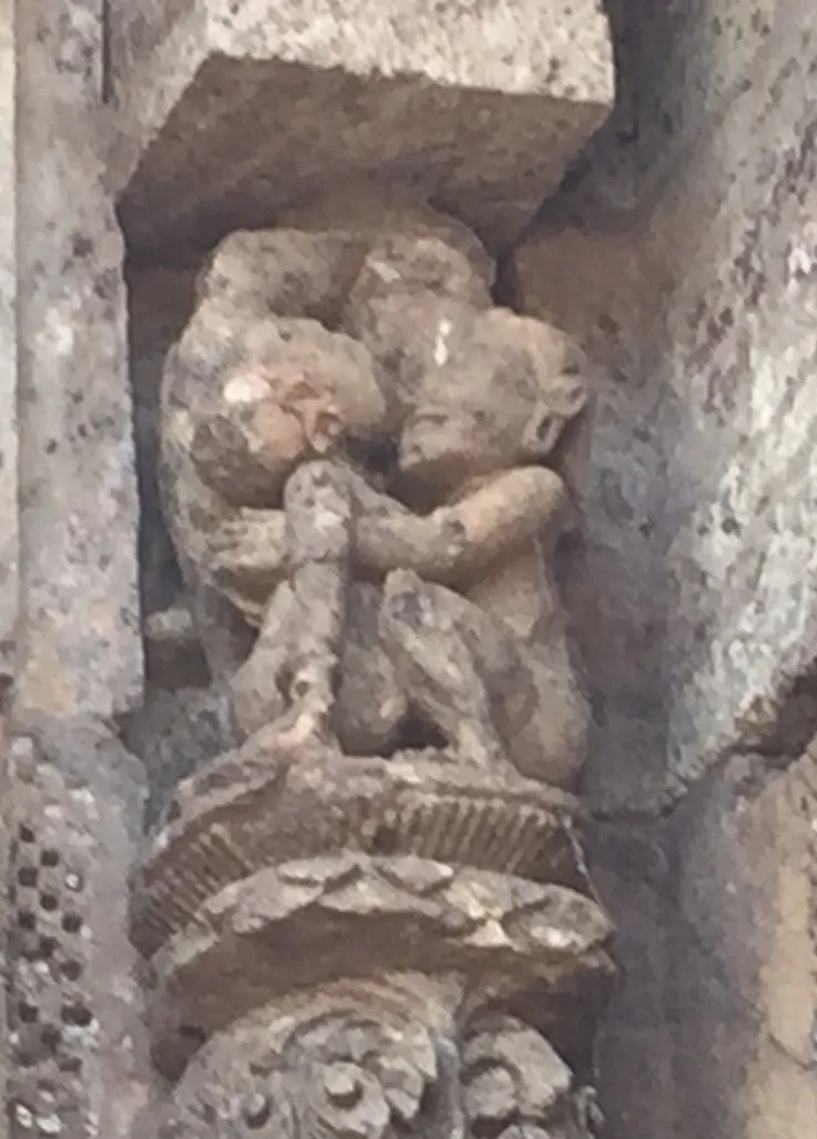 Two women locked in a passionate embrace