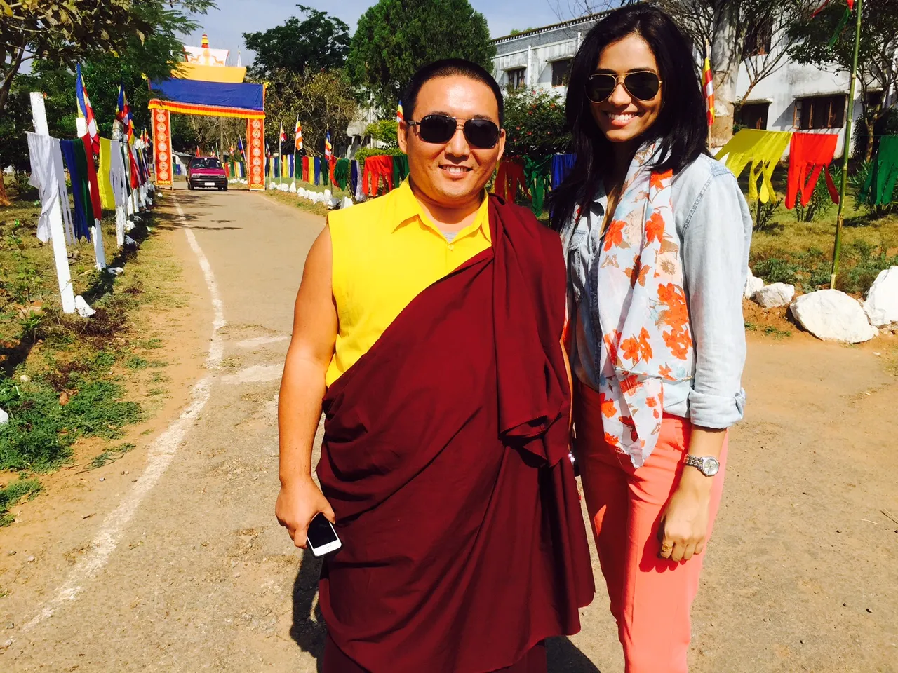 Pic_Khenpo Pama (administrator of monastery) with Gurleen Grewal