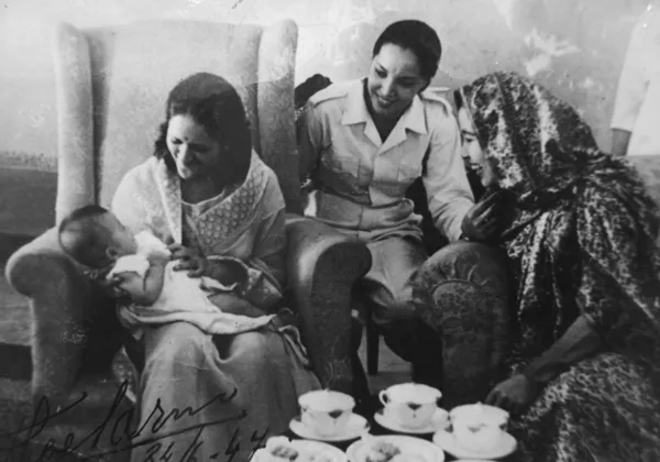 Gyan Patnaik with baby Meghabati (President Sukarno's daughter) during ill Indonesia