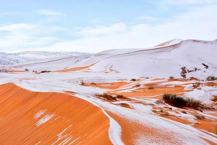 Snowfall in the Algerian desert : r/BeAmazed