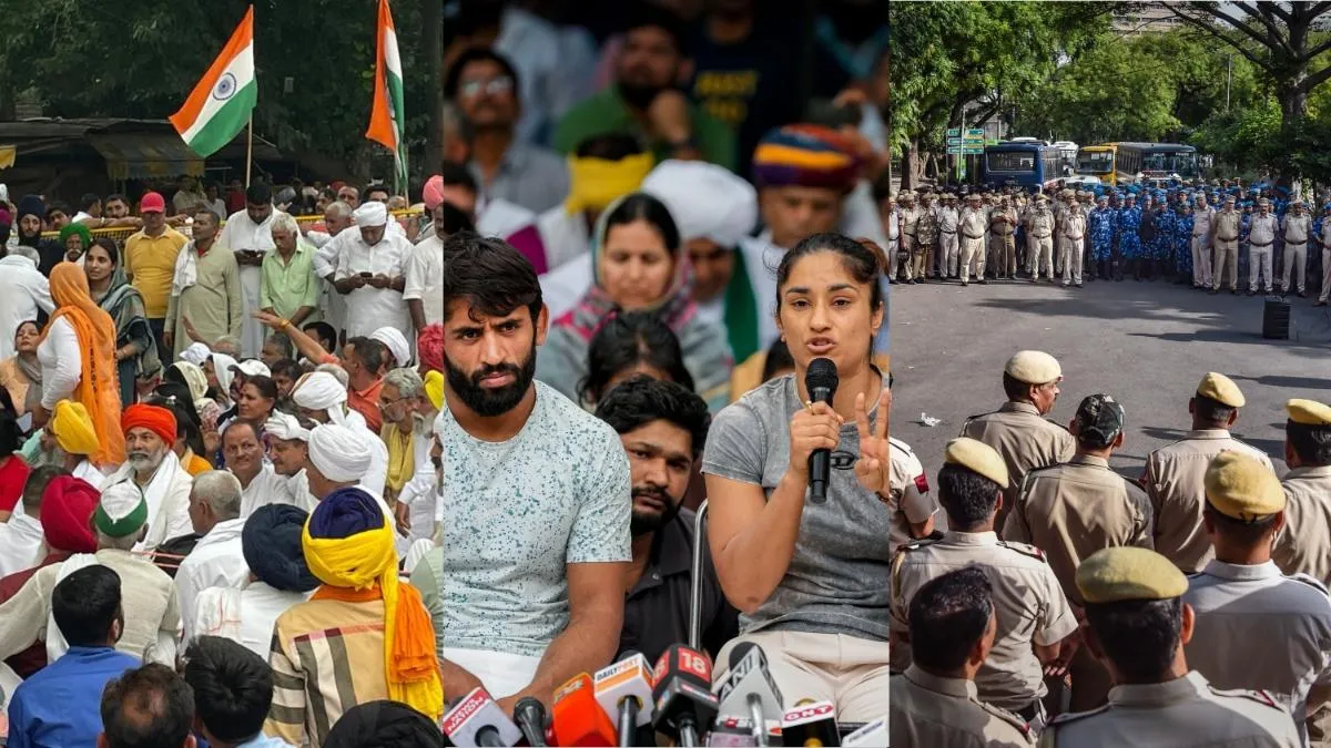 WFI protests wrestlers Delhi Jantar Mantar farmers 