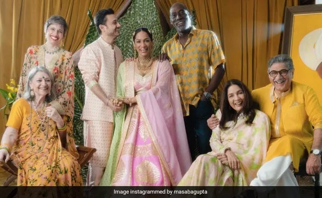 At Masaba Gupta's Wedding - Father Viv Richards And Stepdad Vivek Mehra. See Family Pic