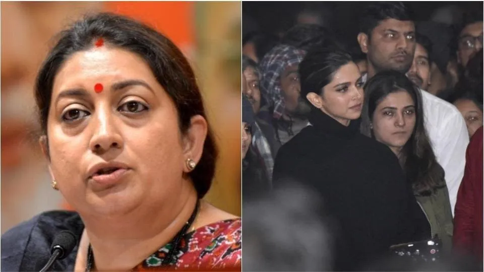 Smriti Irani reacts to Deepika Padukone’s JNU visit.