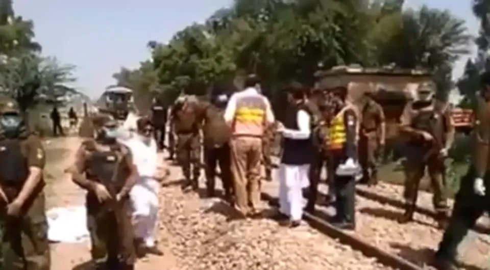 The bus carrying the pilgrims was hit at an unmanned railway crossing by the Karachi bound Shah Hussain Express.