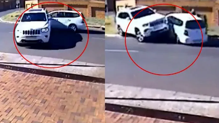 Lady in Jeep grand cherokee suv attack thieves who tried to attack her Video