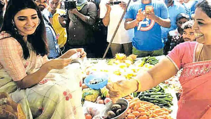 Samantha Sells Vegetables In Chennai