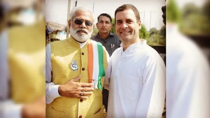 rahul gandhi election campaign with narendra modis lookliker