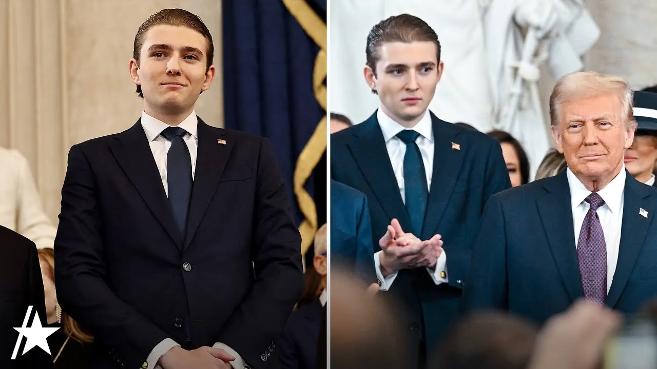 Barron Trump TOWERS Over Donald Trump At His Presidential Inauguration In  RARE Appearance - YouTube