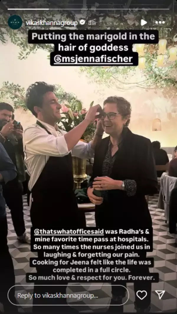 Vikas Khanna posts story for Jenna Fischer by TimesOfIndia