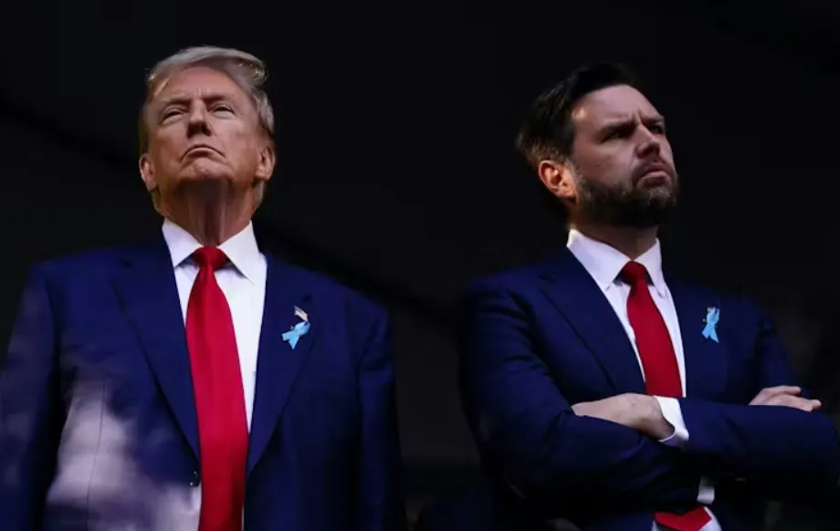 Donald Trump and JD Vance attend a 9/11 remembrance ceremony at the World Trade Center at Ground Zero in New York City on Sept. 11, 2024. Adam Gray/AFP via Getty Images