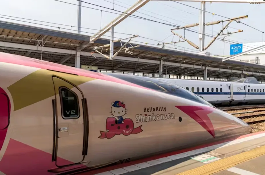Hello Kitty bullet train in Japan. Malcolm Fairman/Shutterstock