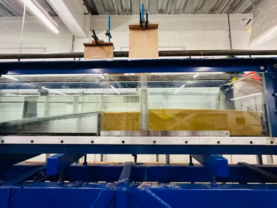 In the labs, the authors work on modelling how seawalls will respond to a tsunami. Ravindra Jayaratne