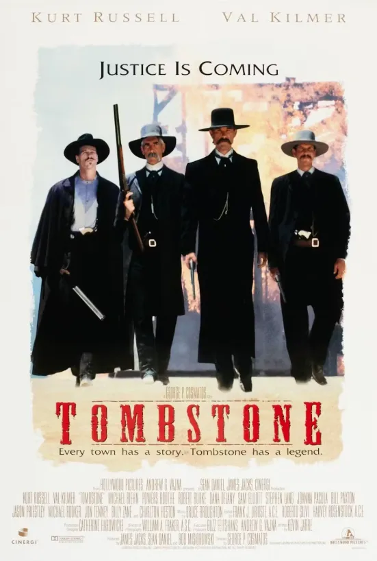 Kilmer starred as Doc Holliday in the 1993 film Tombstone – a kind of cross between a superhero film and a western. IMDB
