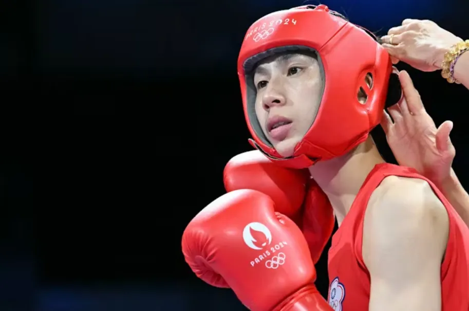 Taiwan’s Lin Yu-ting prepares to compete against Bulgaria’s Svetlana Kamenova Staneva in the women’s 57-kilogram quarterfinal boxing match during the Paris Olympics on Aug. 4, 2024. Mohd Rasfan/AFP via Getty Images