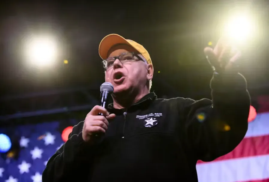 Minnesota Gov. Tim Walz speaks at a campaign rally in Minneapolis in January 2020. Stephen Maturen/Getty Images