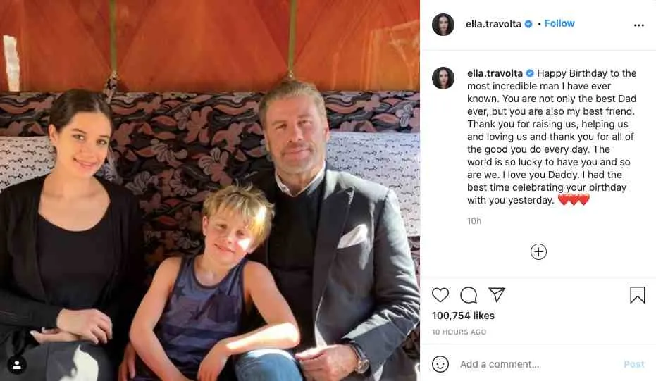 Ella Travolta birthday wish for dad