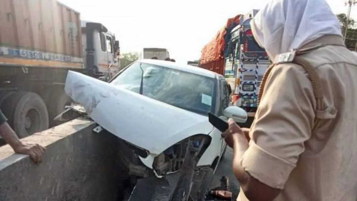 Photo of the mangled car after accident