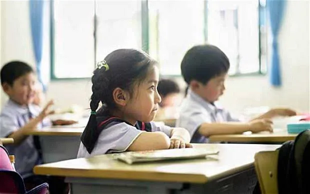 Chinese girls studying