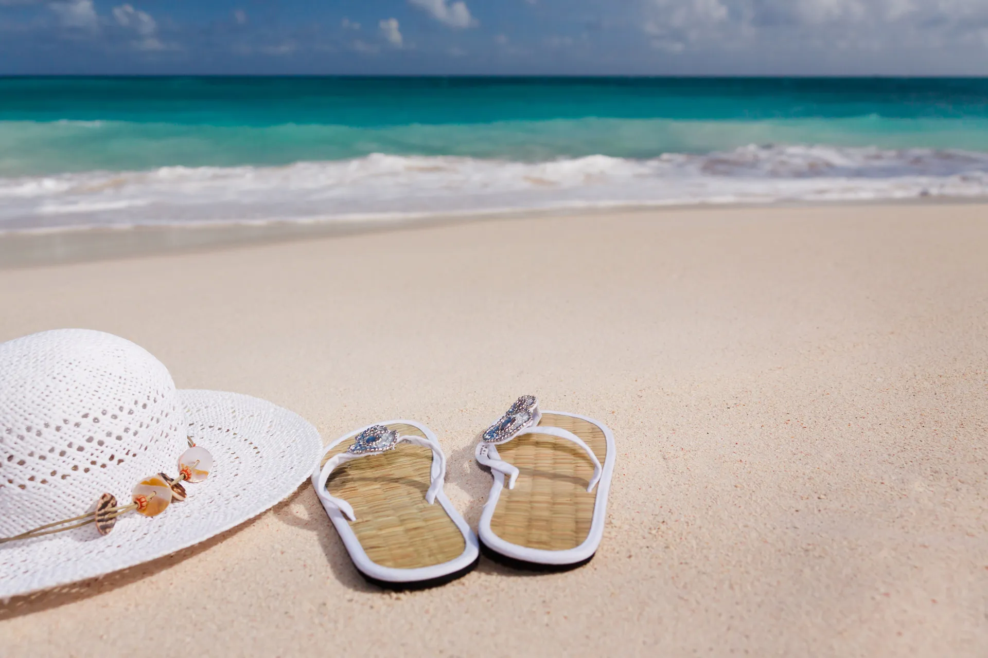 Flip flops on the beach