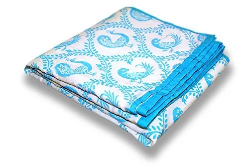 Tura-Turi-Baby-Blanket-Cotton-Muslin-Pyaare-Panchhi-Blue-Free-Shipping-0