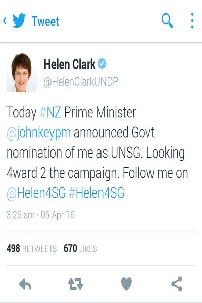 Helen Clarks, head of UNDP