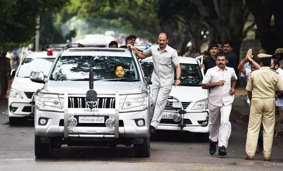 Jayalalitha after being released from jail Picture By: Arab News