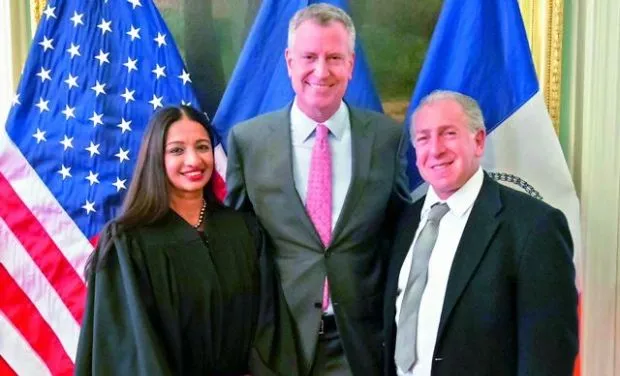 Raja Rajeswari during her swearing-in ceremony in New York Picture By: Deccan Chronicle