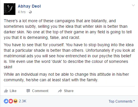 Abhay Deol against racism