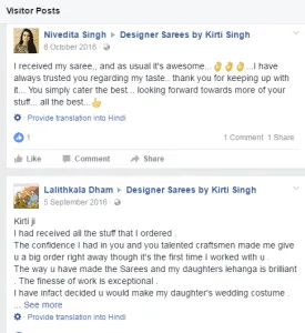 Feedback Of designer Sarees