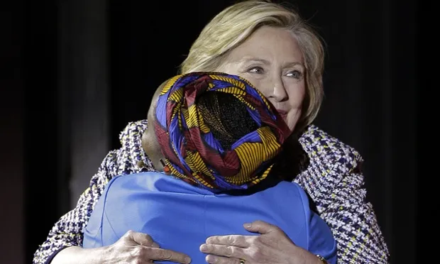 Hillary Clinton with Beatrice Biira at the Women in the World Summit Picture By: The Guardian 