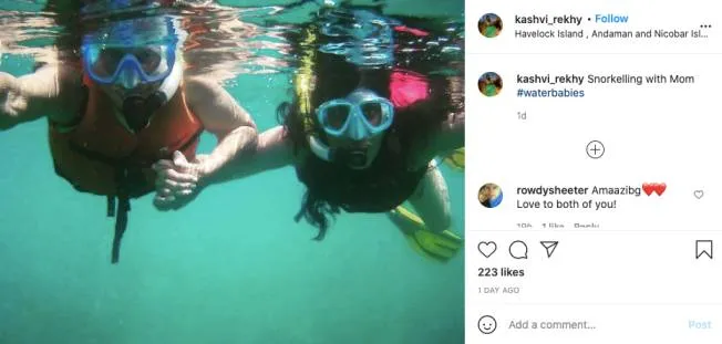 Kashvi Rekhy waheeda rehman snorkelling